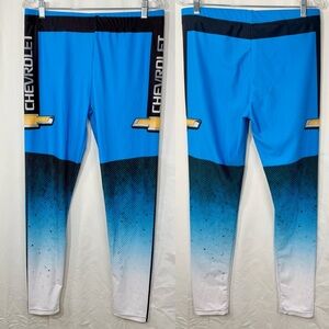 Chevrolet Blue Gradient Activewear Leggings with Logo Detailing — Size XL